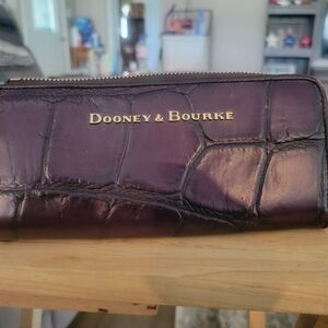 Dooney & Bourke Dark Purple Croc-Embossed Wallet